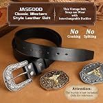 JASGOOD 2 Pack Mens Leather Belt Strap Without Buckle,Snap Buckle Replacement Leather Strap