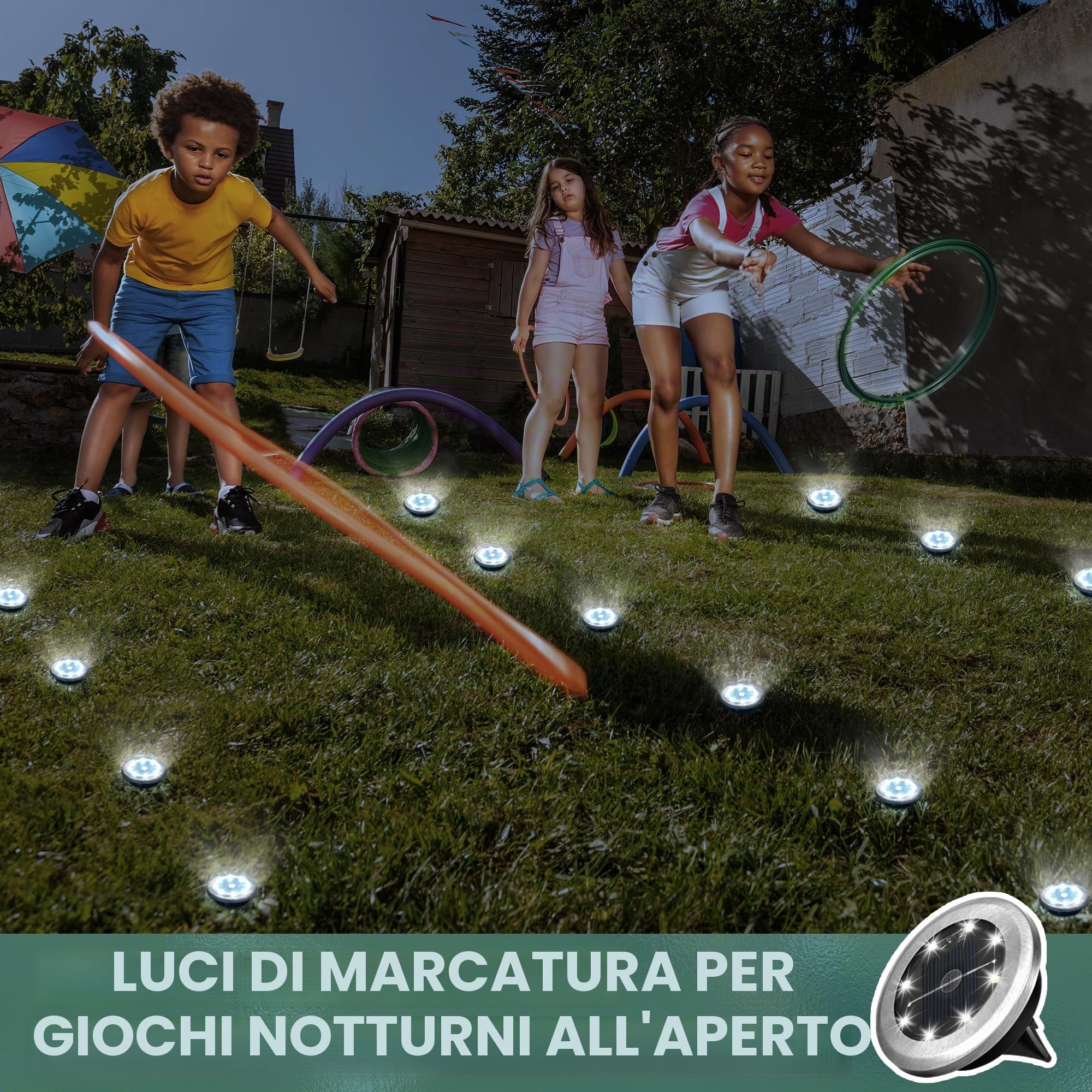 Solpex Luci solari da giardino all'aperto, confezione da 20 mini luci solari da terra, impermeabili, ad energia solare, illuminazione paesaggistica per patio, cortile, vialetto e vialetto (bianco