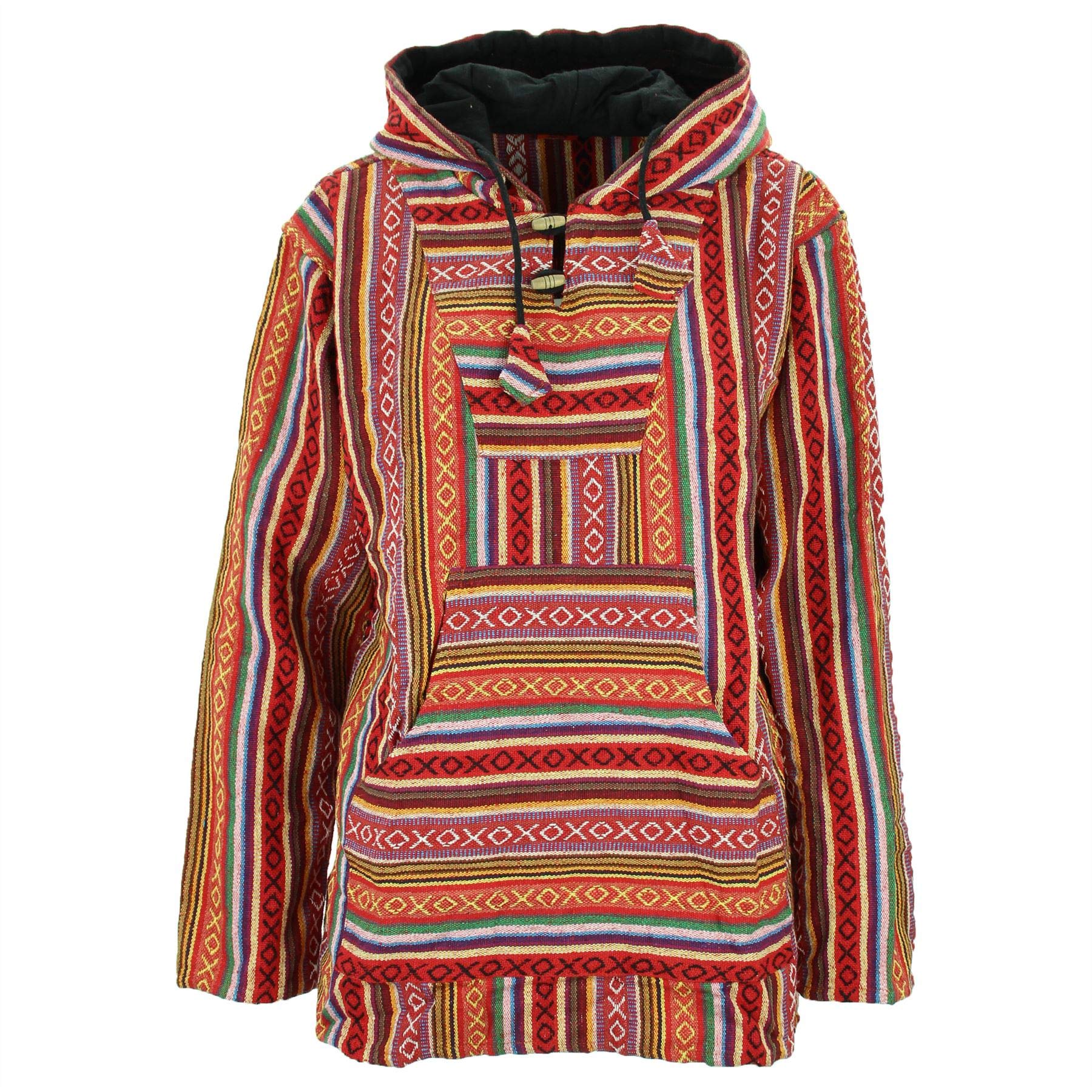Woven Cotton Baja Hoodie Jumper - Blood Orange - XL