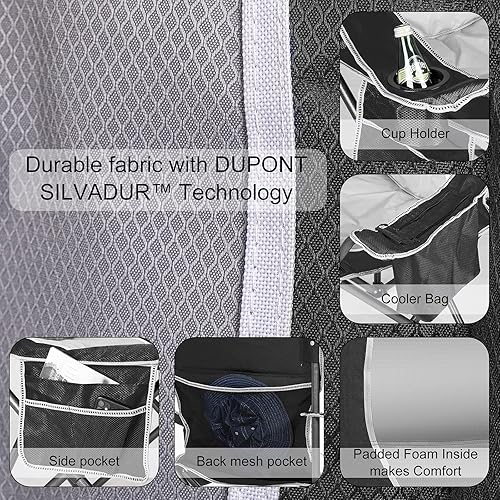 Miniatura 4 de Sillas de campamento acolchadas para adultos, sillas plegables de gran tamaño para exteriores, capacidad de peso de 475 libras, con bolsa