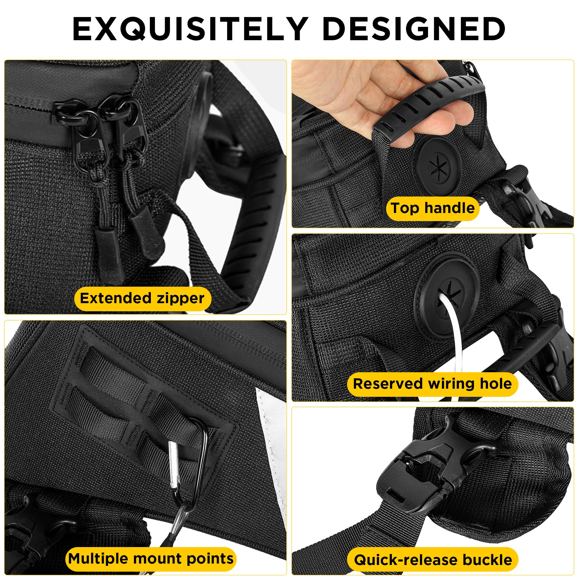 Motorrad Tankrucksack 5L Motorrad Tanktasche mit Regenschutz Großvolumig Outdoor Zubehör Motorradtasche mit Tragegriff(Schwarz)