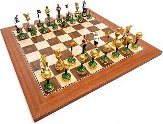 Via Della Scrofa Hand Painted Luxury Pewter Golf Chessmen from Italy & Astor Place Chess Board from Spain