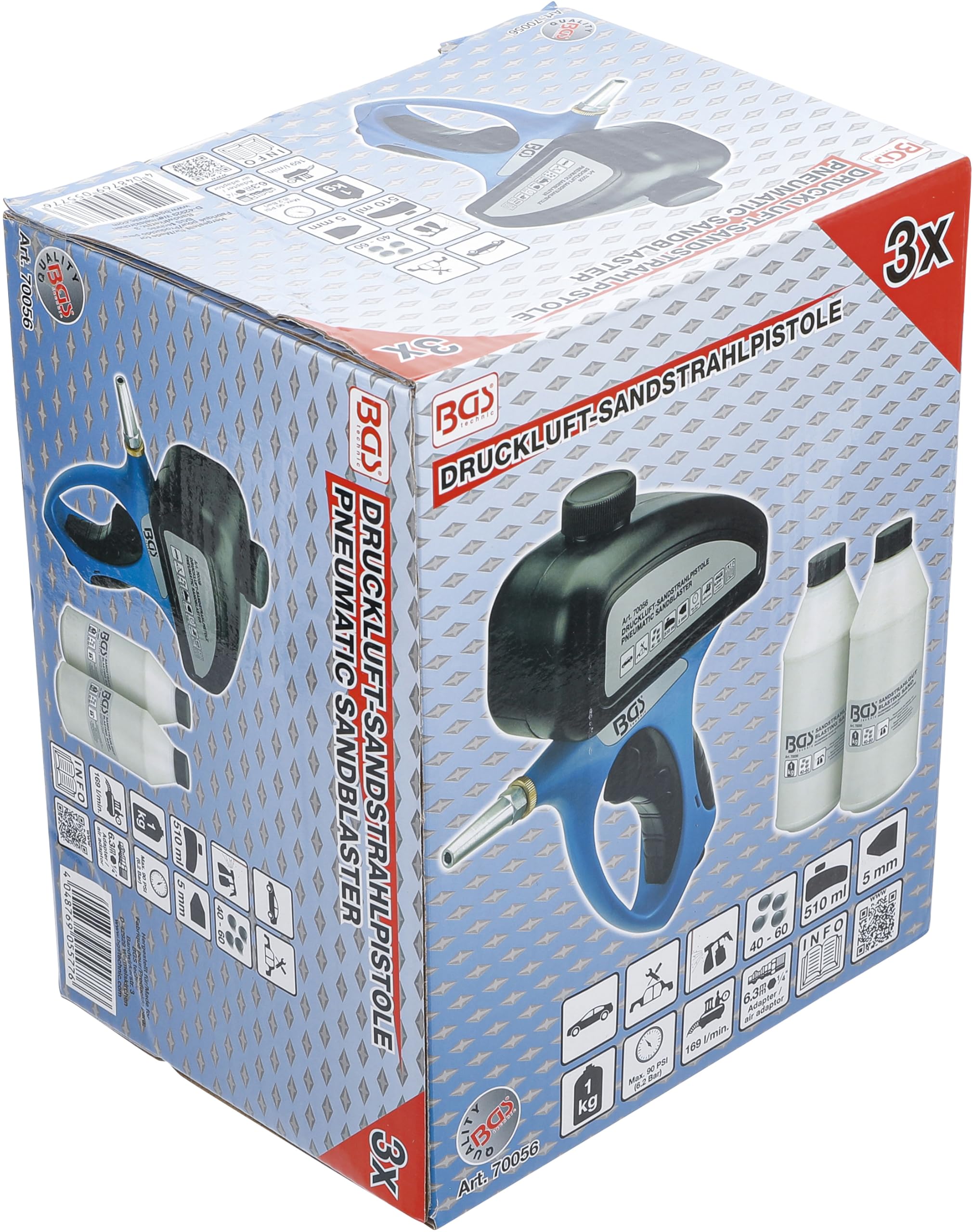 BGS 70056 | Druckluft-Sandstrahlpistole inkl. Zubehör | 3-tlg.