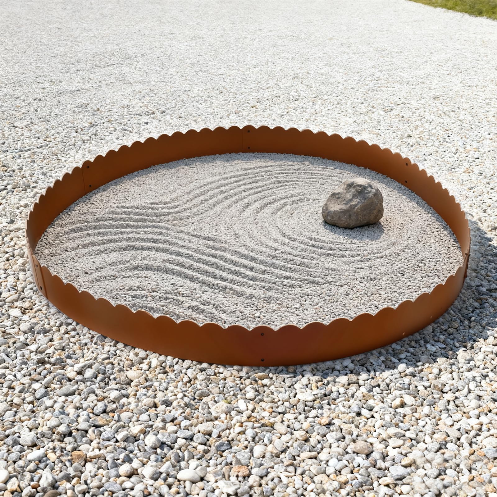 Borde de césped de acero corten de 18 cm de alto, juego de 6 piezas de cercado de metal de 102 cm, borde para jardín y bancal, borde de césped estable de acero corten, borde flexible con dientes de