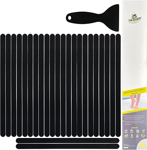 Miniatura 1 de Slip No More! Calcomanías antideslizantes para bañera, paquete de 24 calcomanías negras para agarre de ducha, adhesivos antideslizantes para bañera
