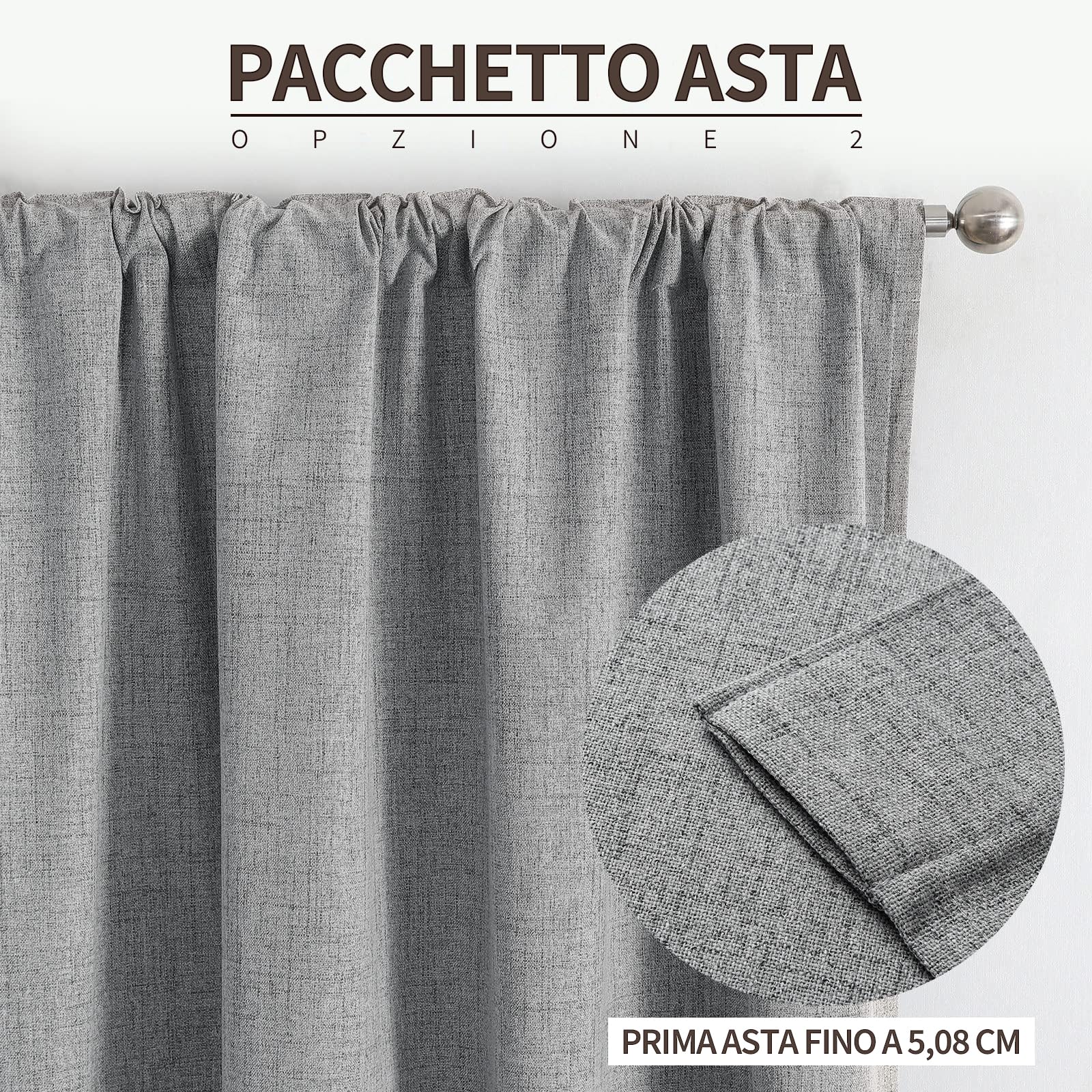 Tende Oscuranti Termiche 2 Pezzi Grigio 215x140 Cm: Per Interni, Camera Da Letto, Soggiorno E Ufficio - copertina