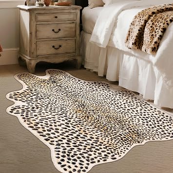 Leopard Rug Cheetah Print Carpet, Animal Print Area Rug, 5.2x6.5ft