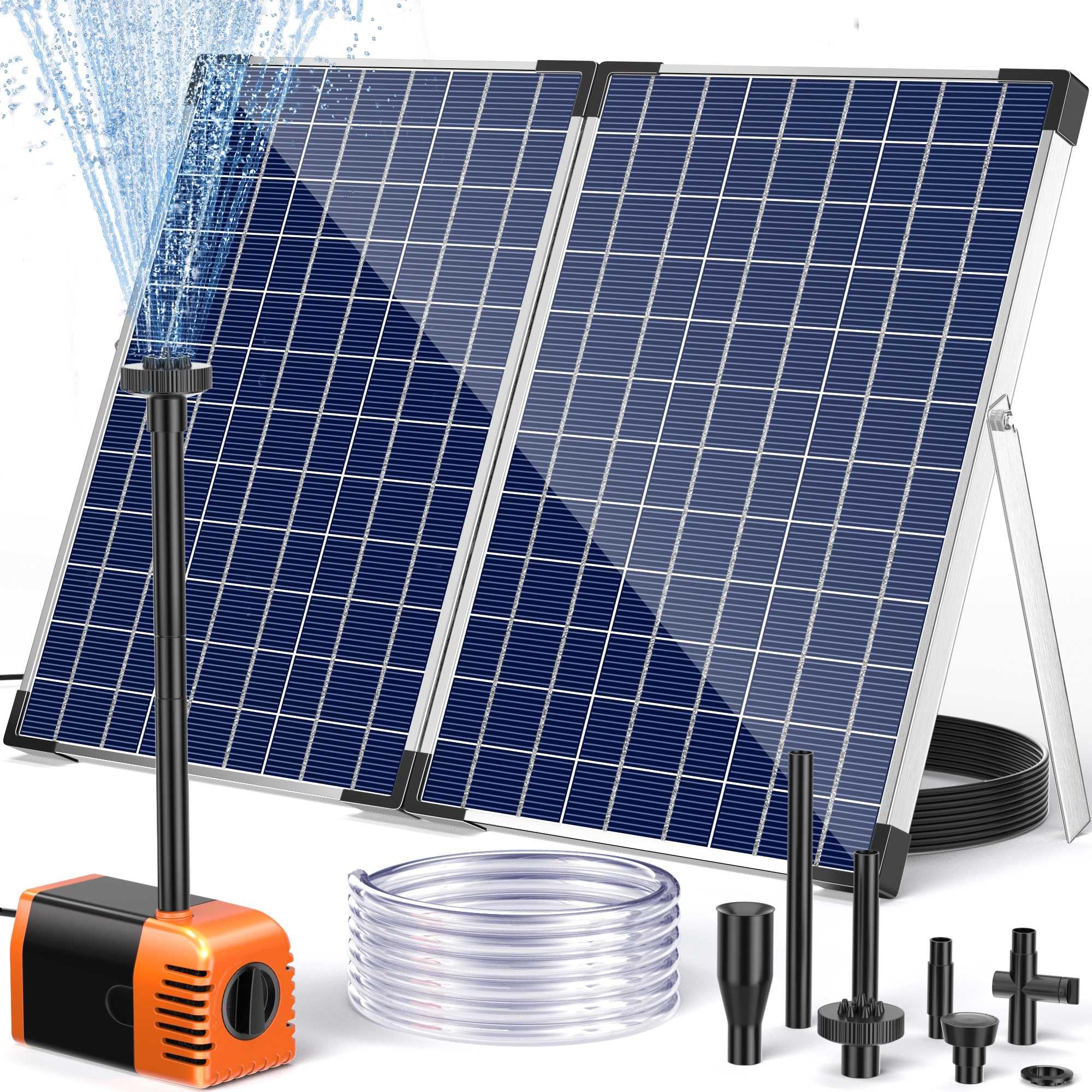 POPOSOAP Solar Fountain Pump Outdoor, 35W Solar Powered Water Pond Pump with 480GPH Adjustable Flow Rate for Garden Pond Fish Waterfall Hydroponics Pool