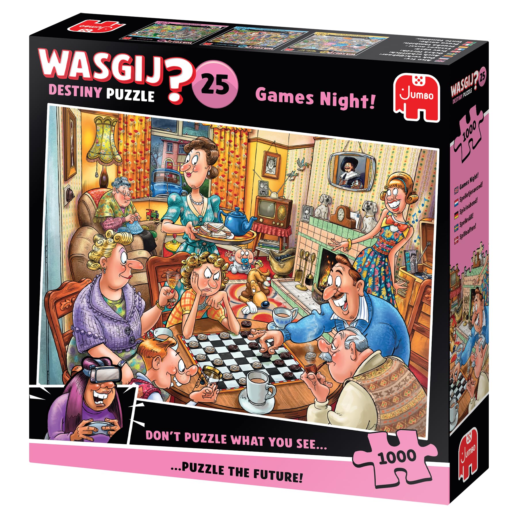Wasgij Destiny 25, Games Night, 1000 Piece Jigsaw Puzzles for Adults, Colourful, Fun
