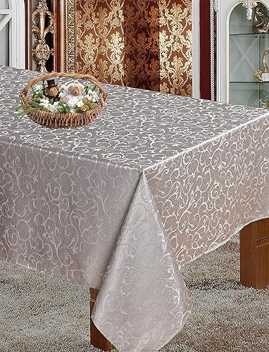 Mantel rectangular de jacquard con patrones ornamentales de remolinos florales, de tela a prueba de derrames, para cocina, comedor, mesa, decoración