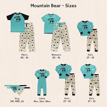 Lazy One Matching Bear Family Pajama Sets for Adults, Kids, Baby, and Dog