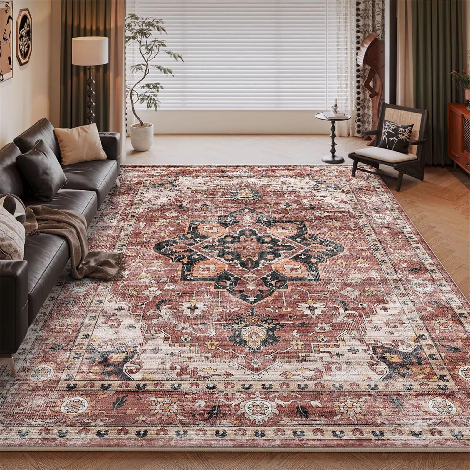 Tapis chambre lavable grand format 170x240 cm au style Retro-Blumen floral