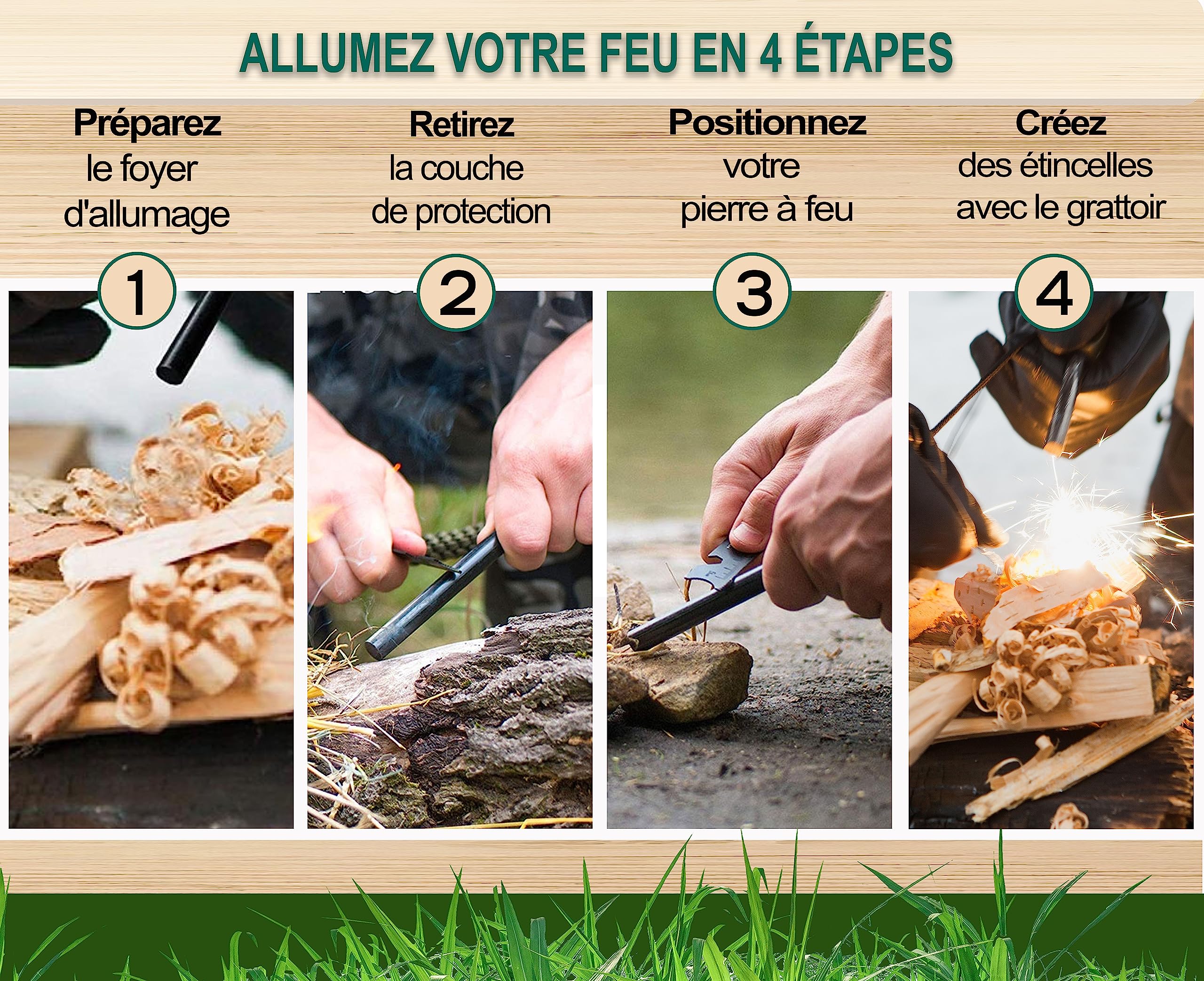 Lot De 3 Pierres à Feu De Survie Ferro Rod - Allume-Feu Magnésium Pour Camping