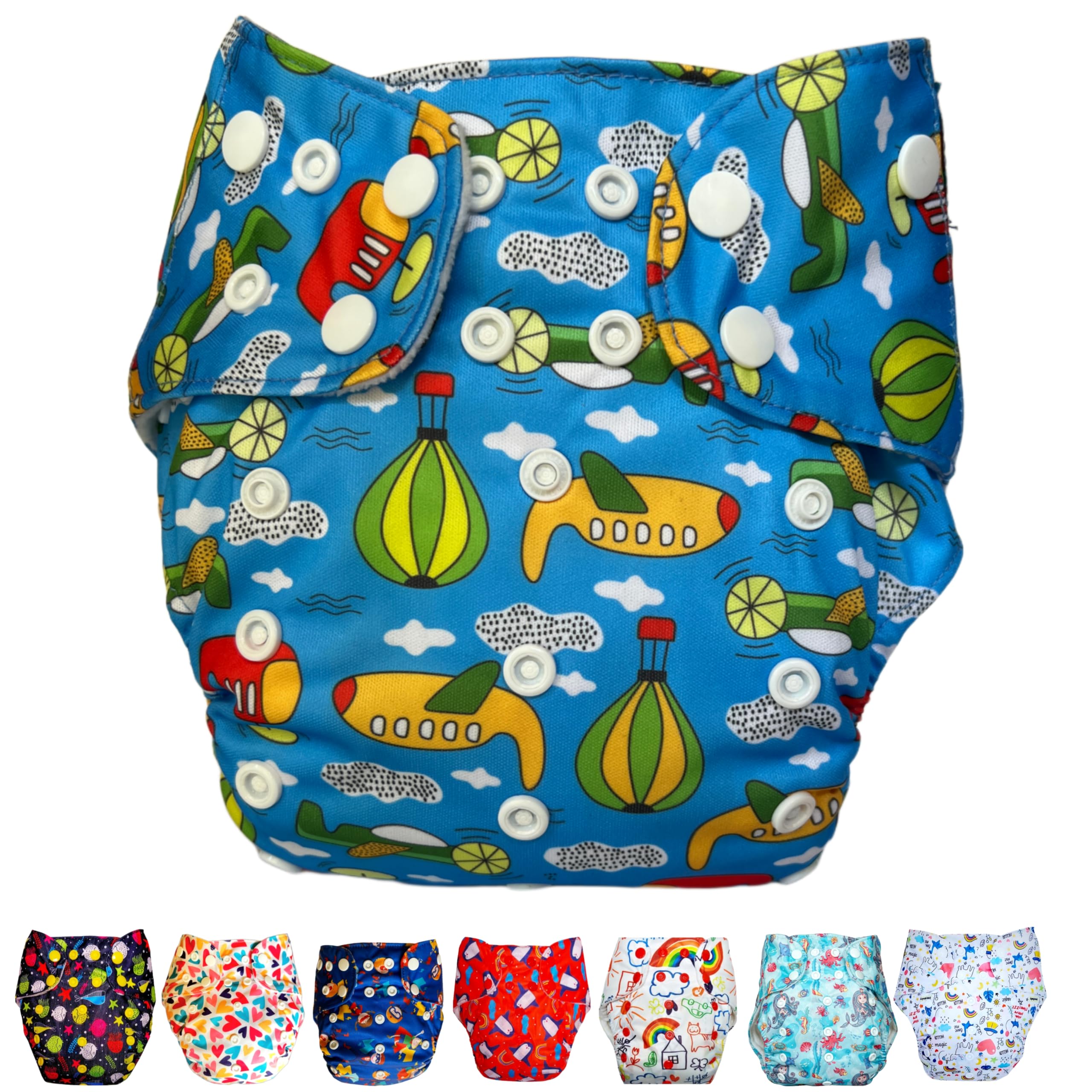 Dumbledo Premium Cloth Diaper with Leak-Proof, Absorbent 5-layer White Insert - Dryfeel with Comfortable Fit for 3 Months to 3 Years, Pack of 1, One Size Diaper with Insert/Pad