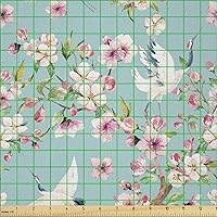 Vista 435 de Ambesonne Tela de Fiesta Popstar por Yarda, Estilo de Dibujos Animados Garabatos Dibujados a Mano Tema Musical Impresión de Arte Lineal, Tela