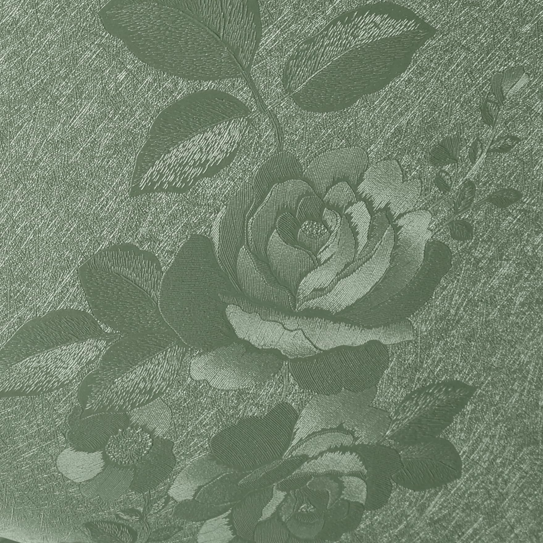 Livelynine Green Textured Peel and Stick Wallpaper Thick Embossed Floral Contact Paper for Cabinets Drawer Self Adhesive Shelf Liner Dark Green Flower