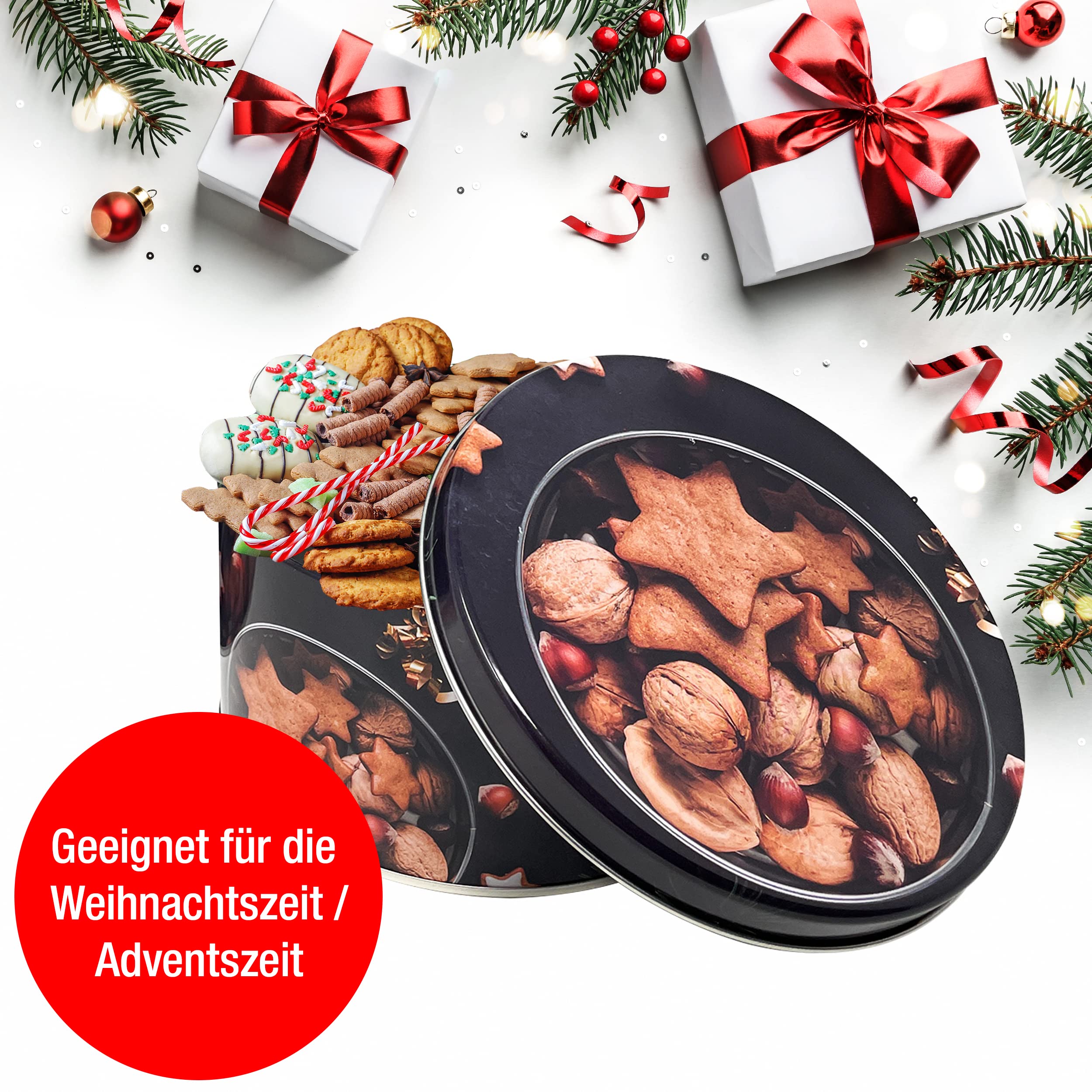 TOBJA Keksdose Weihnachten Set - 3er Dosen Set als Aufbewahrungsbox | Weihnachts Keksdosen für Gebäck