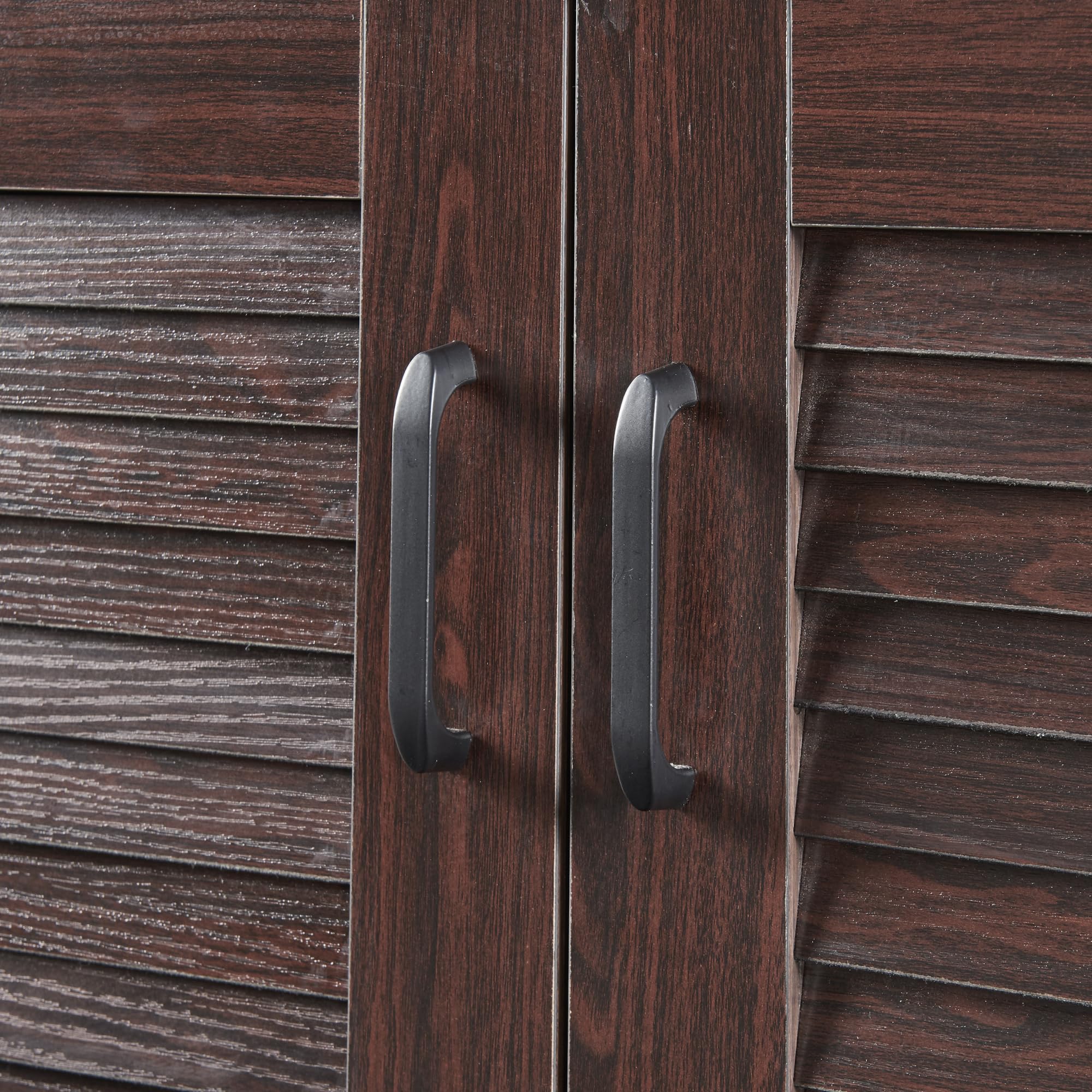 [en.casa] Set di Armadio Scarpiera e Panca Contenitore con Seduta Imbottita Mobile Portascarpe Ante a Persiana e Ripiani Inclinati 97 x 120 x 36 cm MDF Wengè