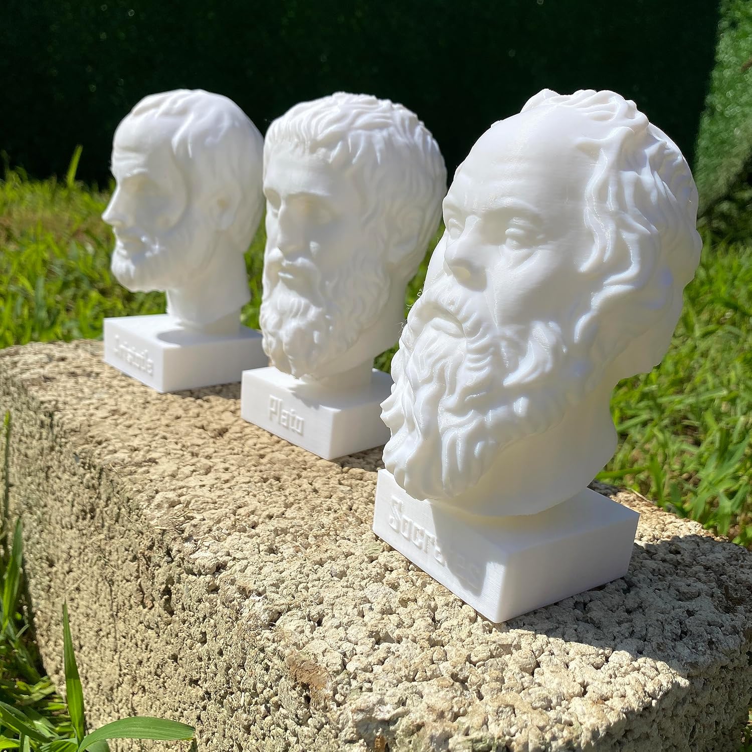Socrates Platon Aristotle Bust Set of 3 Greek Philosophers Sculpture Ancient Greek Art Deco (5.9 ")