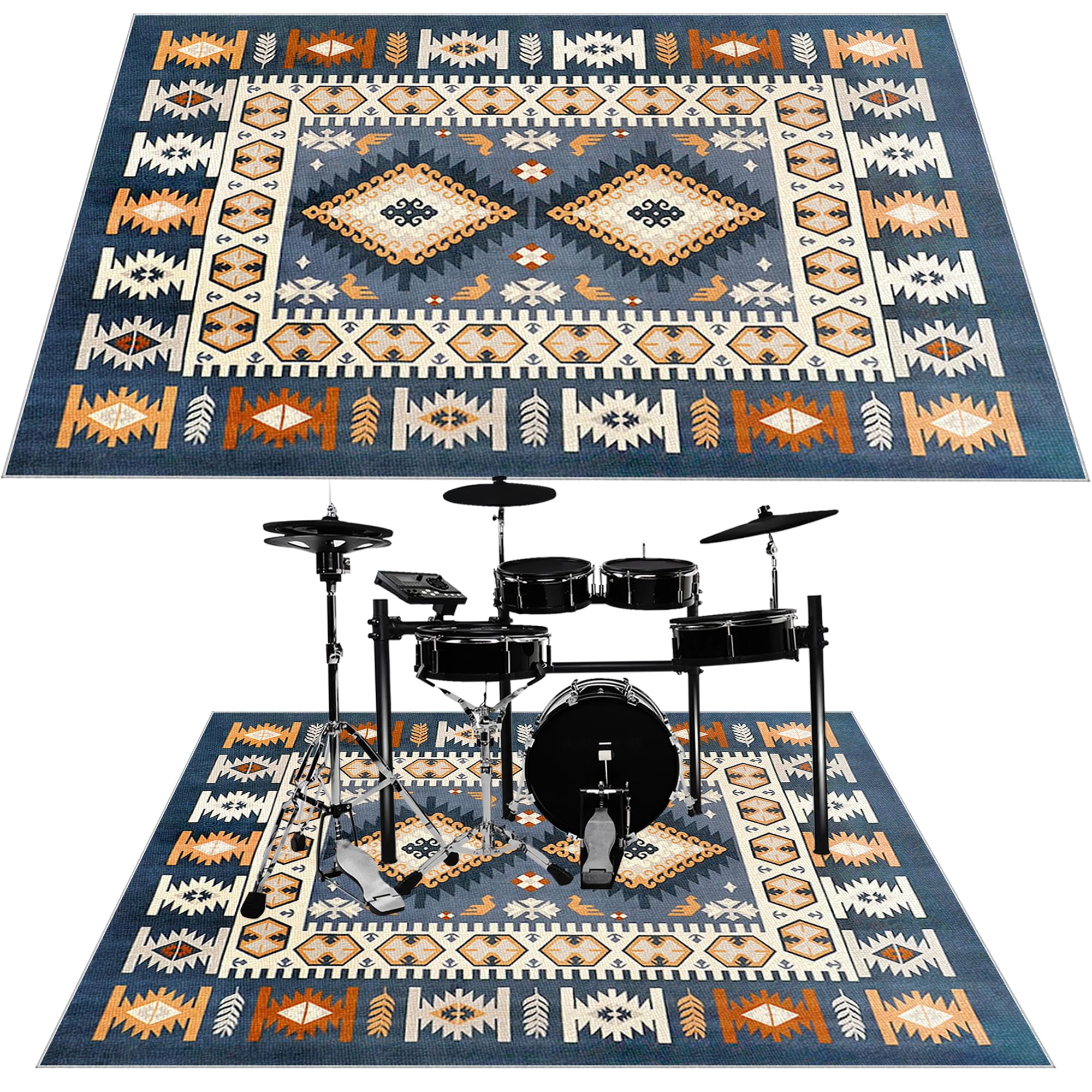 Tappeto Batteria Tappeto per Batteria Tappetino Insonorizzato Antiscivolo Batteria Elettronica Tappeto Drum Tappeto Professionale per Batteria e Strumenti a Percussione Drum Carpet 230 x 180 cm