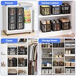 Aokeyee Congeler les corbeilles de l'organisateur - 4 Pack Grandes Corbeilles d'Organisateur Deep Freezer empilables pour 5 à 7 Cu.Ft congélateurs de poitrine facile obtenir des aliments sans digger (4, Noir, XL)