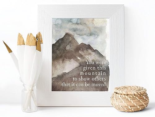 Miniatura 6 de Arte de pared con cita motivacional "Move Mountains", impresión artística inspiradora de acuarela de 8 x 10 pulgadas sin marco, ideal para