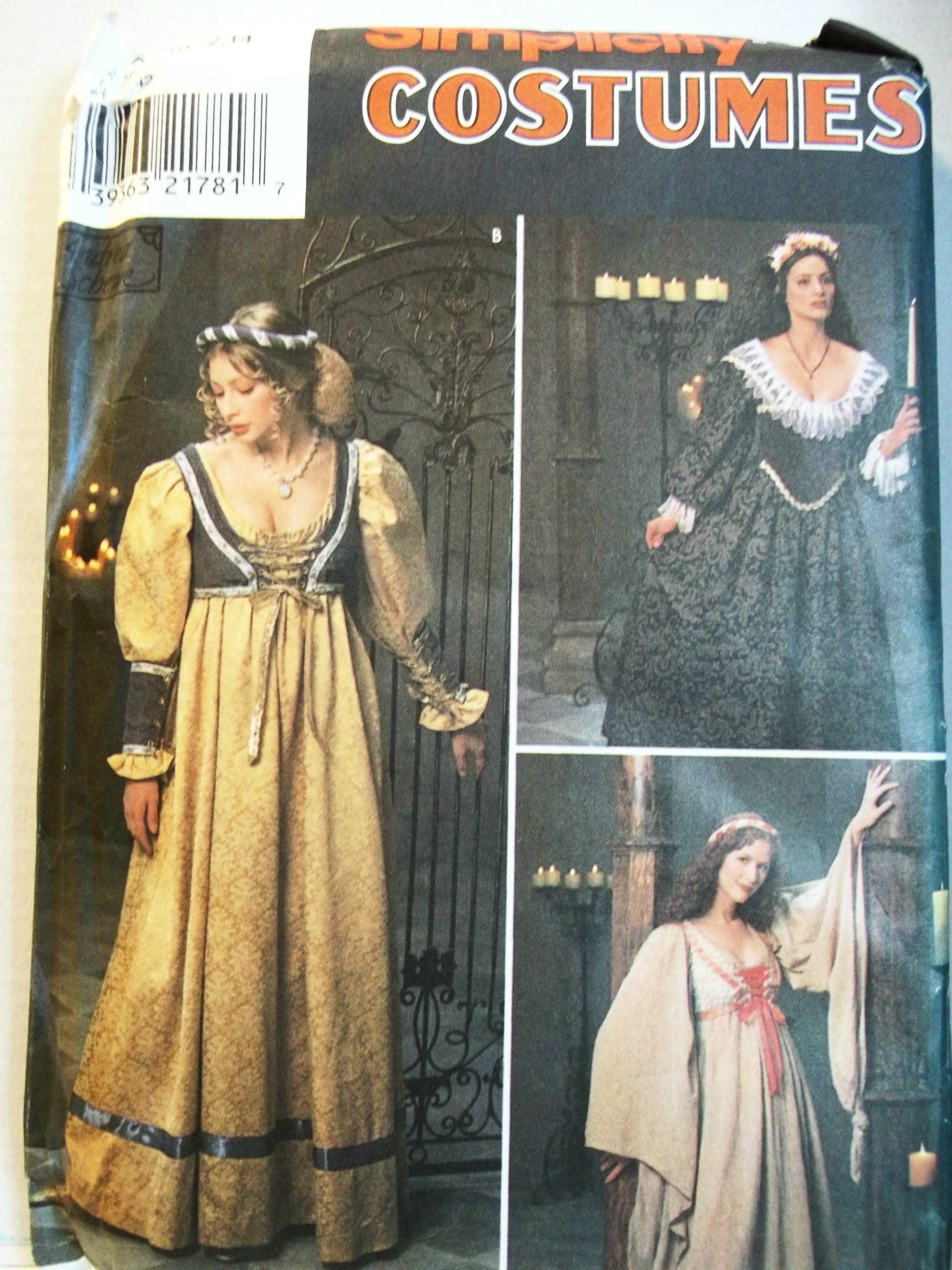 Patron Simplicity 8192 Renaissance costumes tailles 10 12 14 patron de couture femme