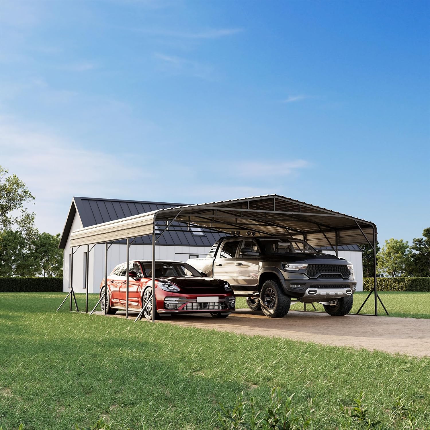 20x20 FT Heavy Duty Metal Carport Kit: Waterproof Shelter for Garden Tools, Lawn Mowers & Backyard Storage - HOMPUS Review