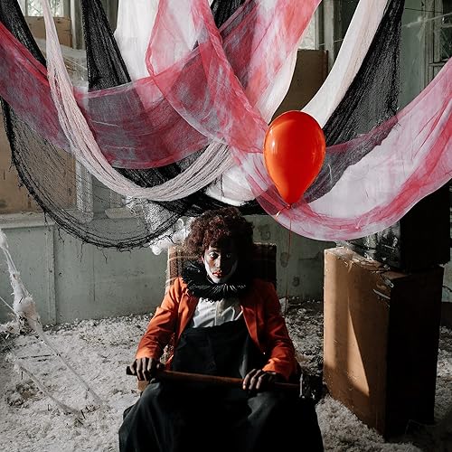 Miniatura 5 de Paquete de 8 telas espeluznantes de Halloween, 72 x 30 pulgadas, tela espeluznante espeluznante, tela espeluznante de tela de araña elástica para