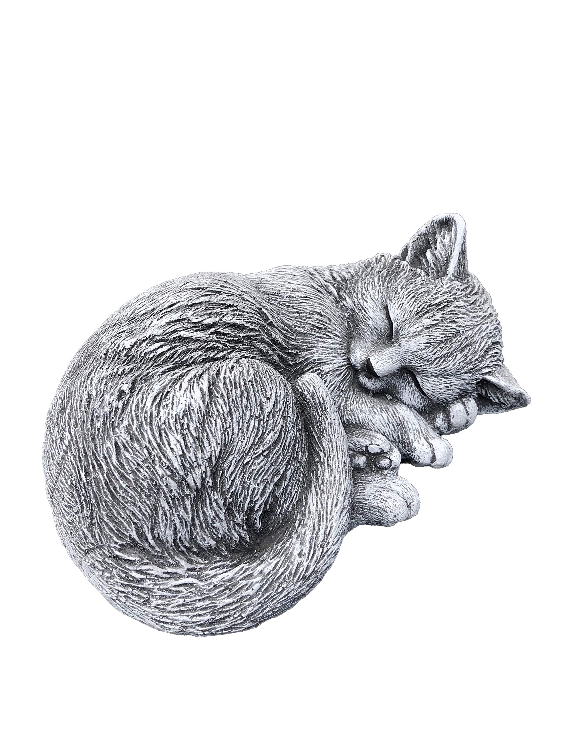 stoneandstyle Steinfigur kleine Katze Tinka eingerollt (8x17x14 cm), Frost- und wetterfest bis -30°C, massiver Steinguss