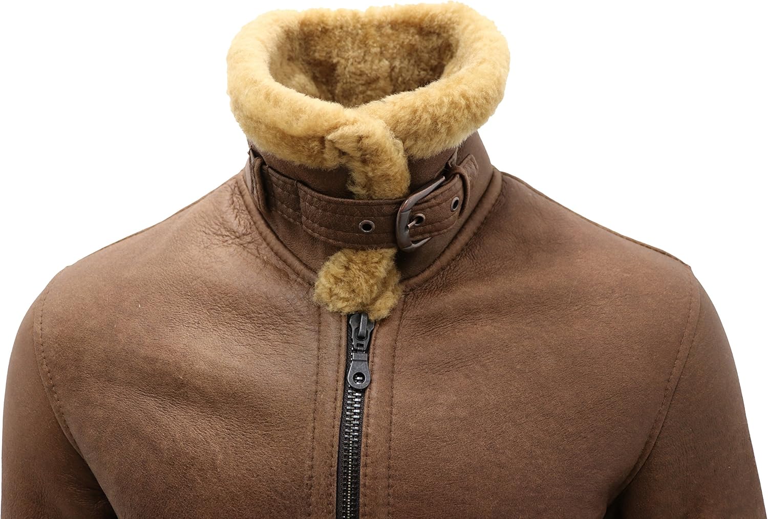 Men's Brown B3 Shearling Sheepskin WW 2 Bomber Leather Flying Aviator Jacket XS - Image 2
