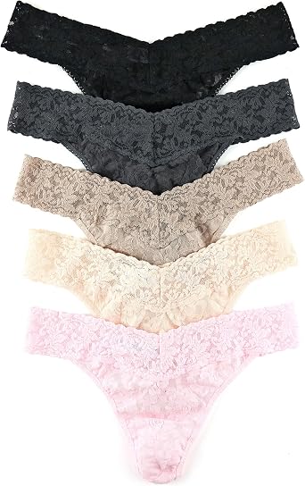 hanky panky - Signature Lace Original Rise Thongs Essentials Edition | One Size 4-14 | Lace Lingerie Underwear | 3 or 5 Pack