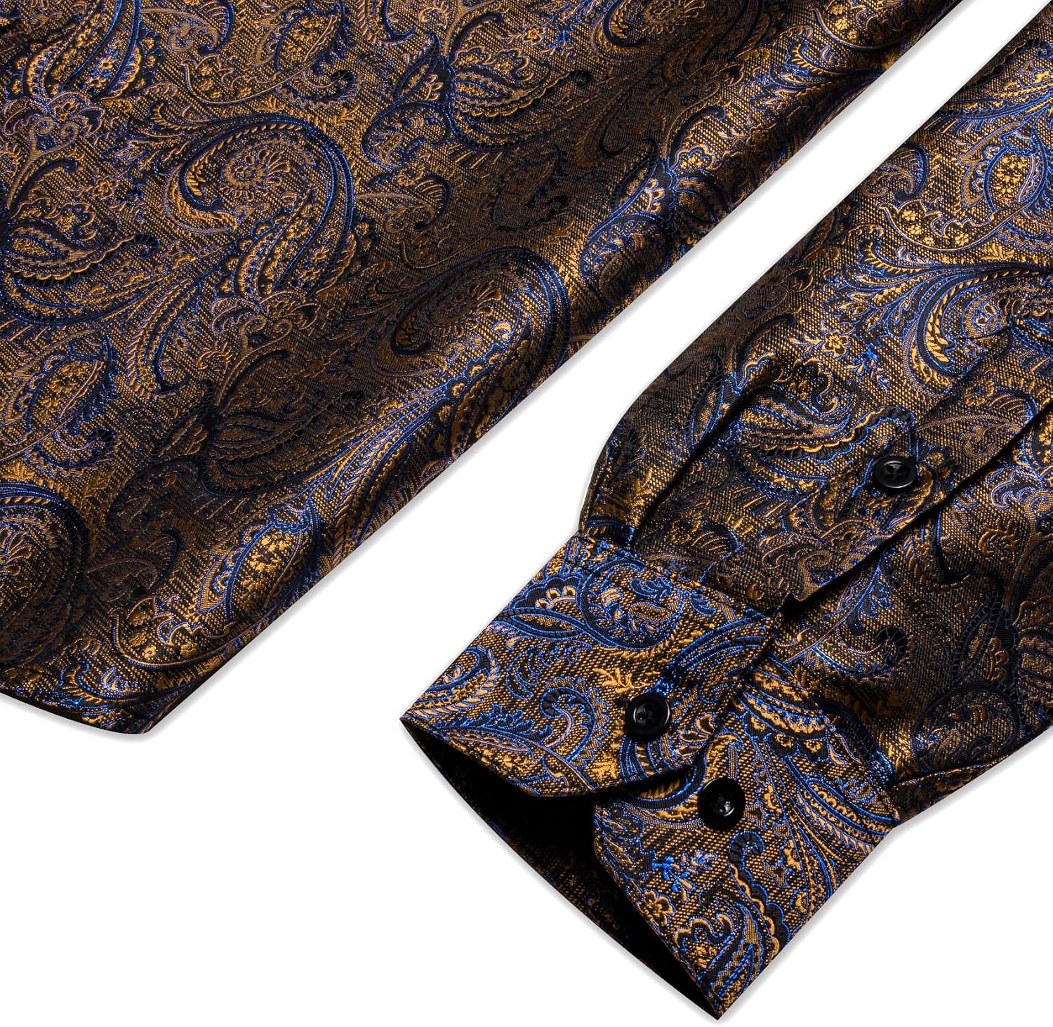 YourTies Mens Silk Paisley Dress Shirt Floral Button Down Shirt Jacquard Long Sleeve Regular Causal Wedding Party Prom Luxury