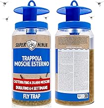 Super Ninja Trappola per Mosche – Riutilizzabile e con Attrattivo, Antimosche Atossico, Cattura fino a 20.000 Mosche, Durata 4 Settimane, con Bustina Attrattivo Idrosolubile Inclusa