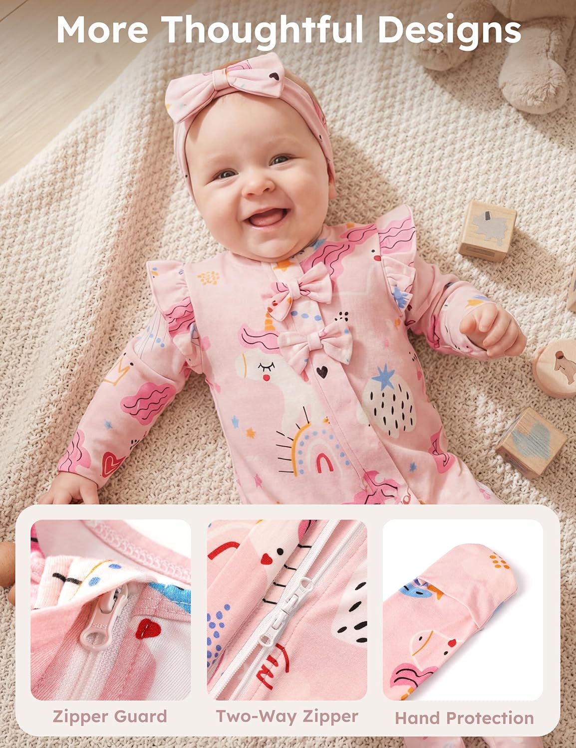 Yoofoss Baby Pajamas Rayon Made From Bamboo Sleepers, Baby Girl Clothes Newborn 0-3 3-6 6-9 Months Footed Pjs, Soft - Image 5