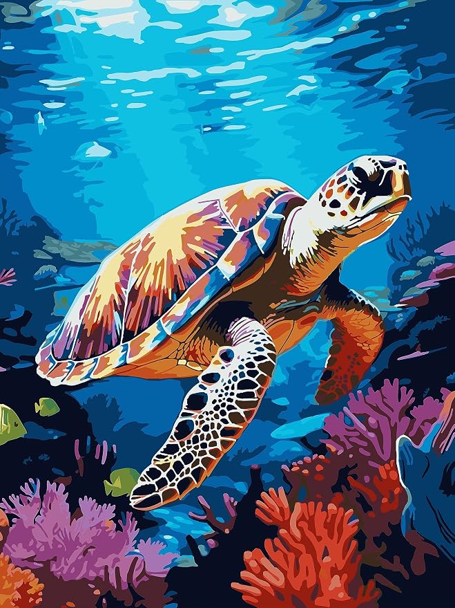 Amazon.com: Meothan Sea Turtle Paint by Number Kits for Adults, DIY ...