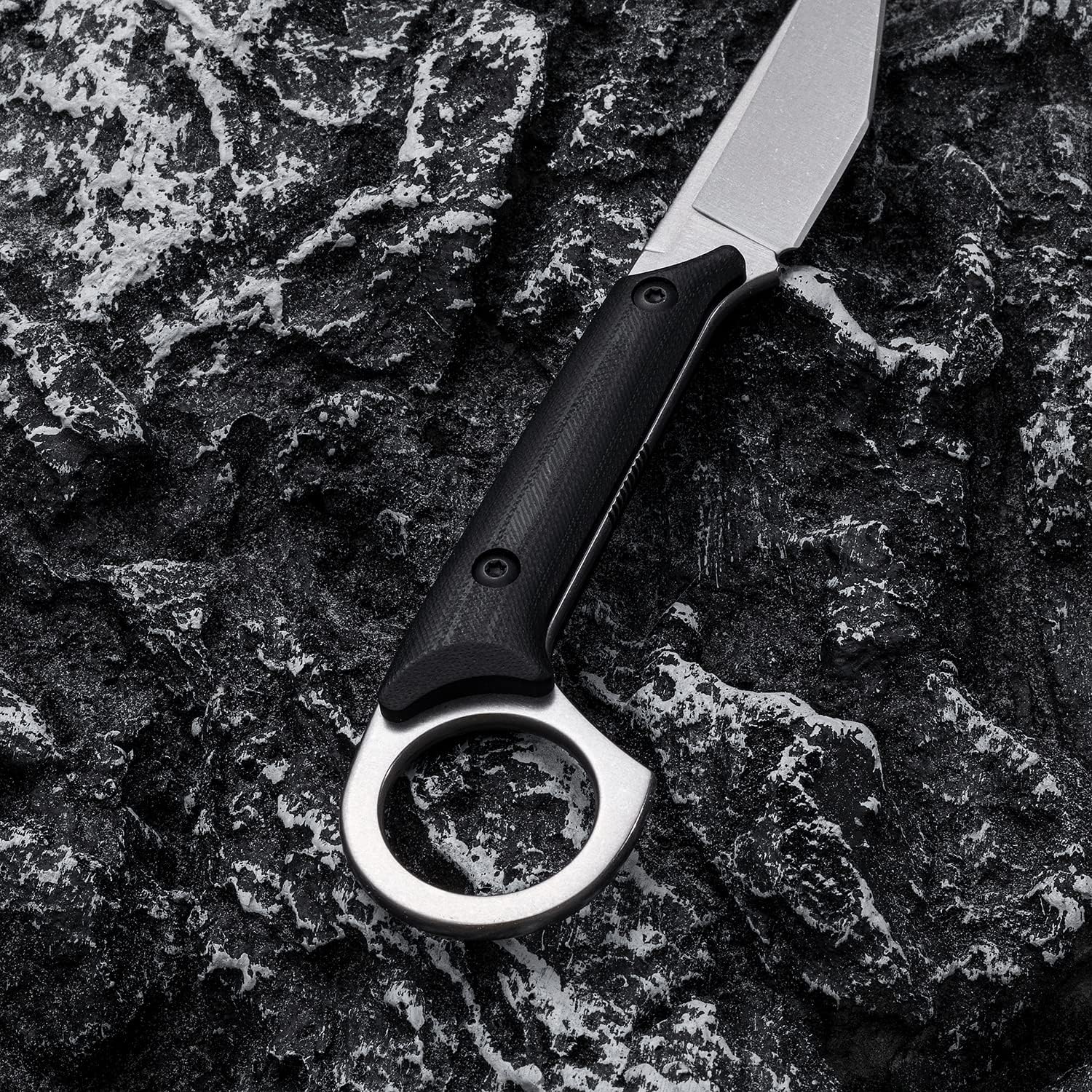 Fixed Blade Knife With D2 Stonewashed Steel Blade, G10 Handle - Tactical EDC Sharp Straight Utility for Outdoor Survival, Hiking, Camping - Kydex Sheath OS1014 (Silver)