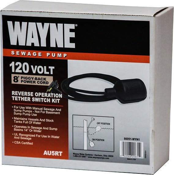 Wayne AU5RT 120V Reverse Tether Switch with Piggy-Back Plug
