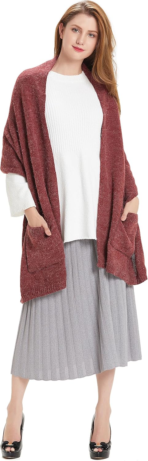 HANERDUN Women Warm Pashmina Shawl Wrap Winter Soft Cashmere Scarf with Pockets - Image 2
