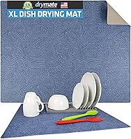 Vista 17 de Drymate Tapete para secar platos Jumbo XL (19 x 24 pulgadas), perfil bajo, súper absorbente, tela de secado rápido, impermeable y antideslizante