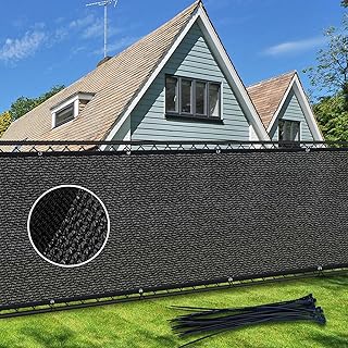 Fence Privacy Screen 6' X 50' Heavy Duty Balcony Privacy Screen, 170 GSM Mesh Fence Shade Privacy Fence Screen 90% Blockage with Brass Grommets for Patio, Outdoor Backyard, Black