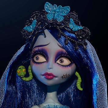Monster High Skullector Doll Corpse Bride Emily Collectible Spider Web Wedding Dress Gothic Style with Accessories Including Gauze Veil and Doll Stand JDR67