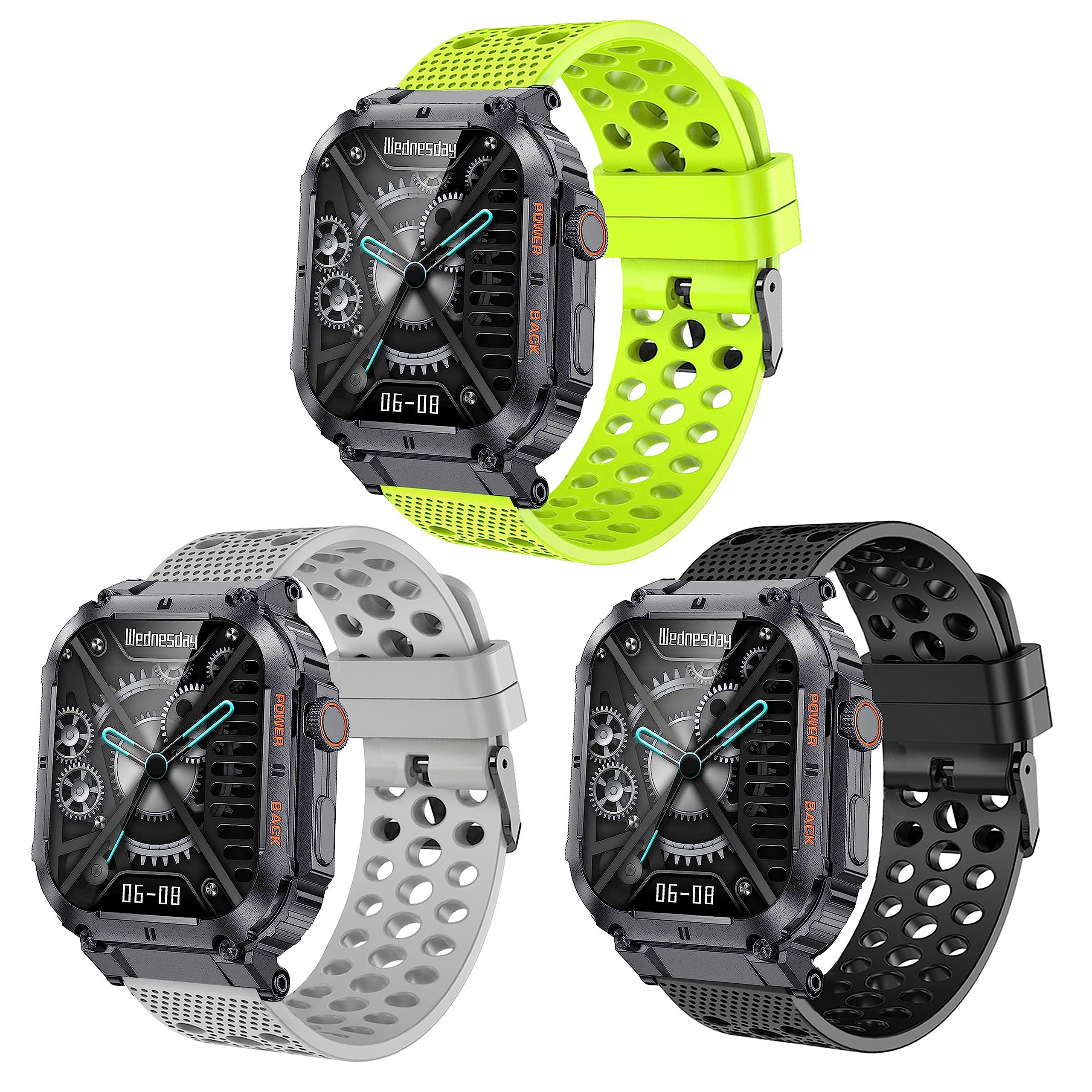 22mm Watch Band, Lamshaw Silicone Replacement Wristbands Sport Strap with Metal Buckle Compatible with KACLUT Smart Watch/EIGIIS K57 Pro 1.96 Military Smart Watches/ESFOE K57 1.96 Military Smart