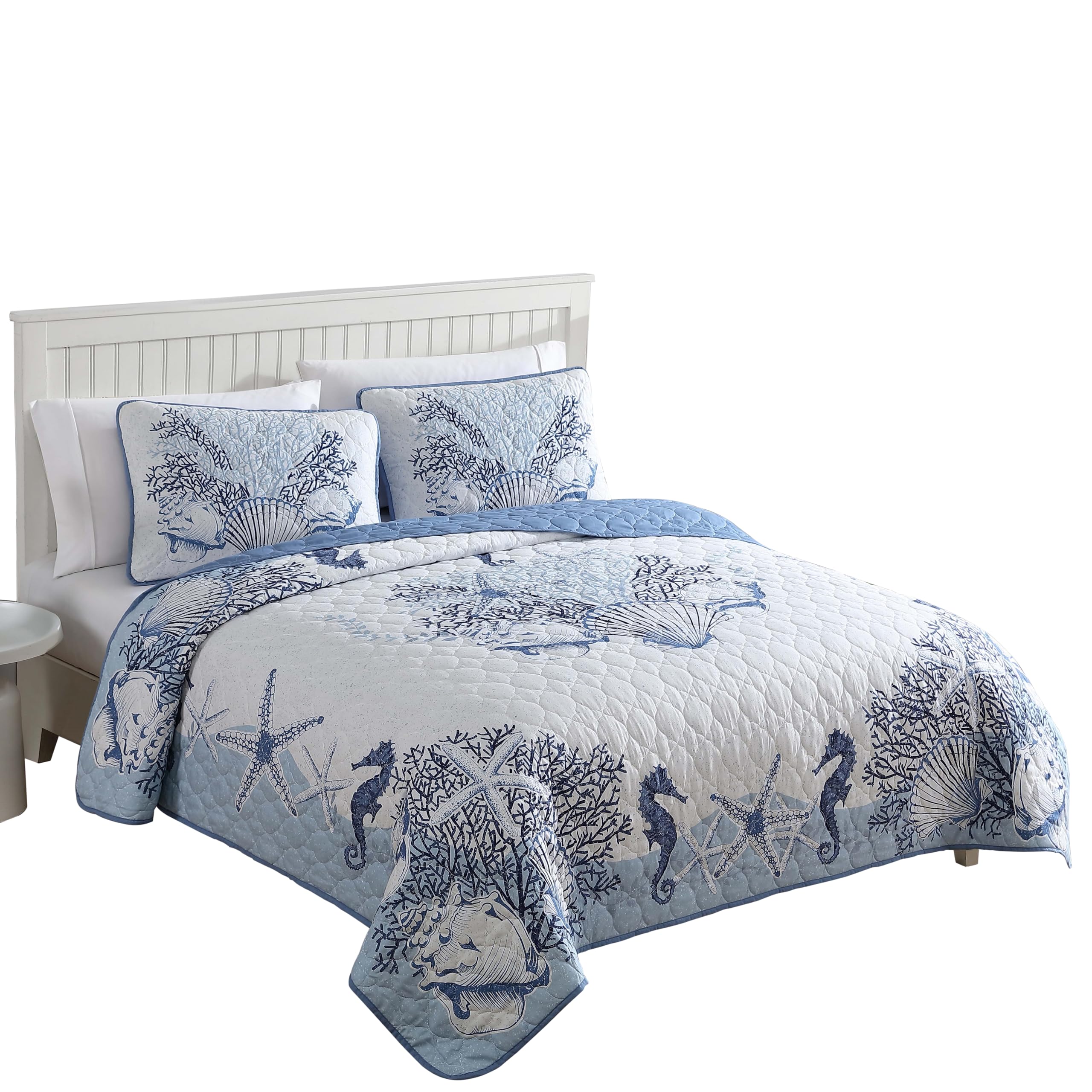 Edredón de 3 piezas King para dormitorios de verano estilo costero