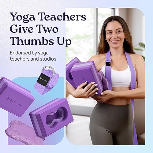 Miniatura 6 de Deep-Zen Yoga Blocks Wrist Support Yoga Blocks 2 Pack with Knee Pads and Strap to Put Less Weight on Wrists Durable, Versatile Yoga Brick Exercise