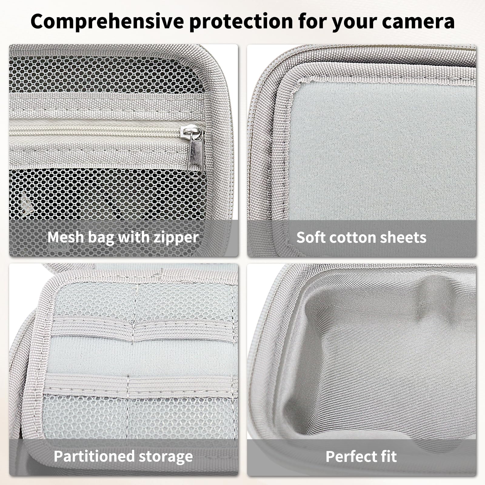 VOVMOEYA Custodia per fotocamera PowerShot SX730/SX740 HS, sx730/740 hs, kit di accessori, custodia rigida in EVA + custodia protettiva in silicone morbido + 2 pellicole temperate LCD, Grigio/rosa