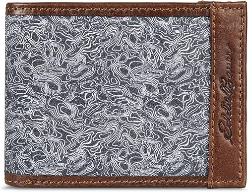 Eddie Bauer Billetera de cuero y lona de algodón impresa para hombre (gráficos surtidos)