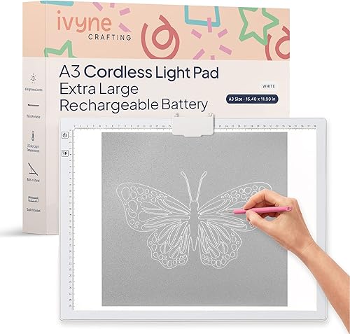iVyne Almohadilla de luz recargable A3 para pintura de diamantes, tablero de luz LED para desmalezar y rastrear - Almohadilla de luz de arte de