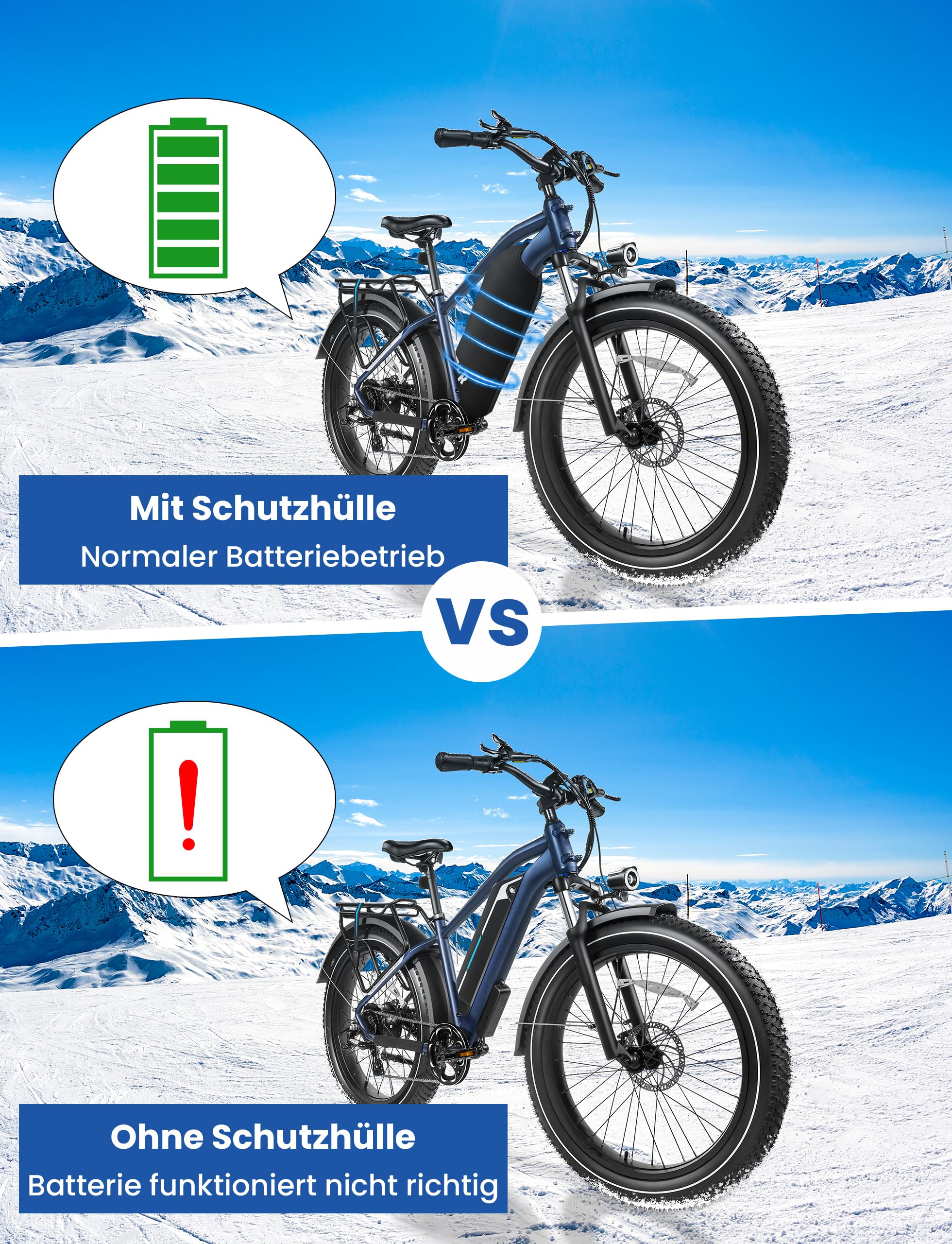COICER E-Bike Akku Schutzhülle 28-45 cm Umfang Transportschutz Schutz, Ebike Schutz für Mehr Reichweite, Universale Passform, Fahrrad Abdeckung für Integrierte E bike Akkus