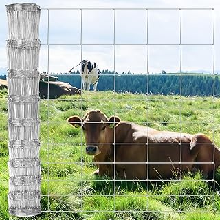 Farm Fence 4.5FT x 100FT, Galvanized Cattle Fence, Heavy Zinc Coating Wire Fencing, 14GA Livestock Fence, Goat Fence, Hog Wire Fencing Perfect for Pest Control, Livestock & Animals Protection